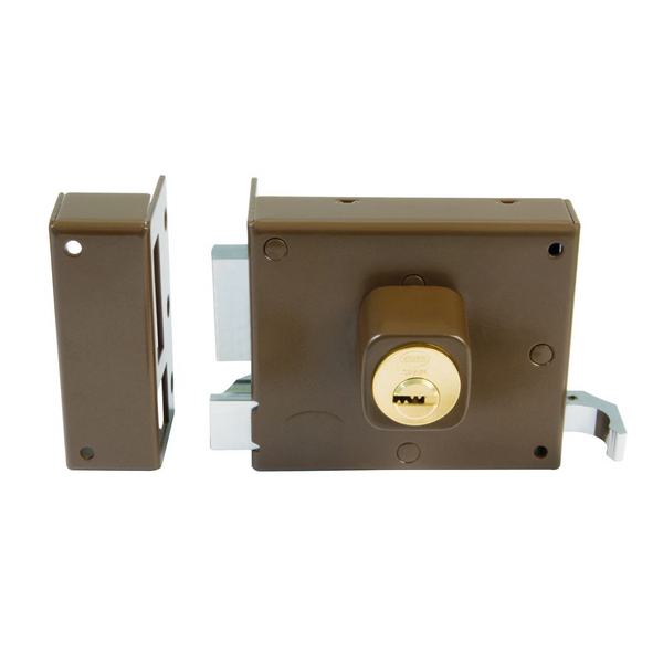 100mm wide brown overlay lock with security cylinder for doors