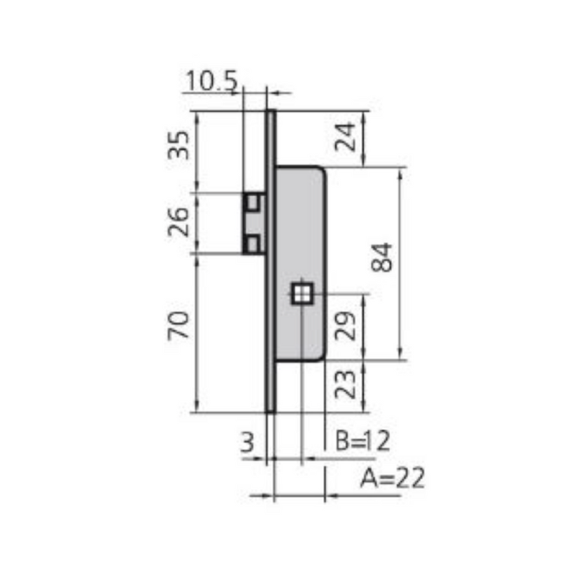 Nickel-plated CVL 1963R lock with latch and square for handle