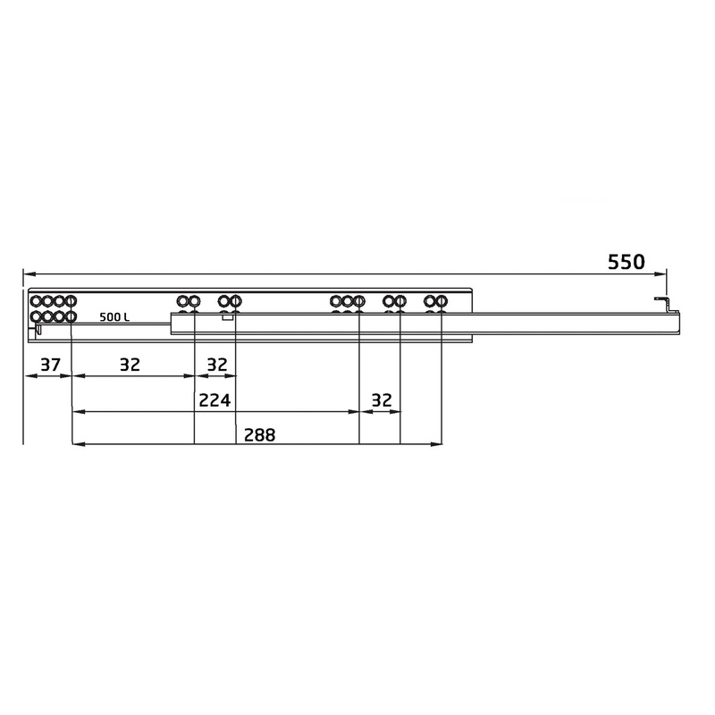 2 hidden 550mm drawer guides with 4.5mm soft closing adjustment and loads of 25kg per pair