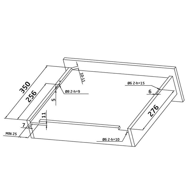 2 hidden 350mm drawer guides with soft closing clips fixation and loads of 25kg per pair