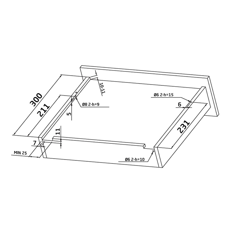 2 guias de gaveta ocultas de 300mm com ajuste de fechamento suave de 4,5mm e cargas de 25kg por par