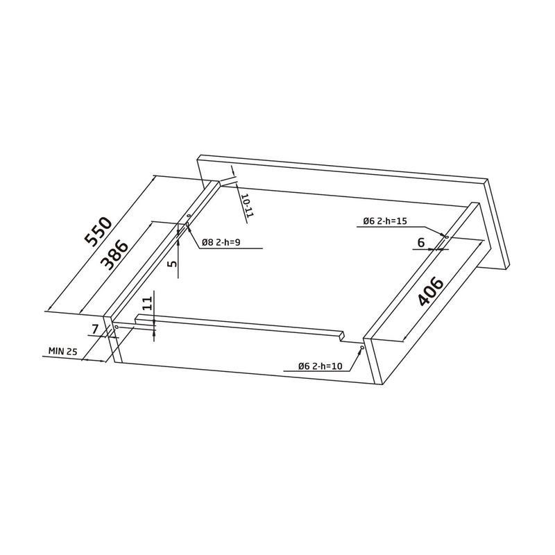 2 hidden 550mm drawer guides with soft closing clips fixation and loads of 25kg per pair