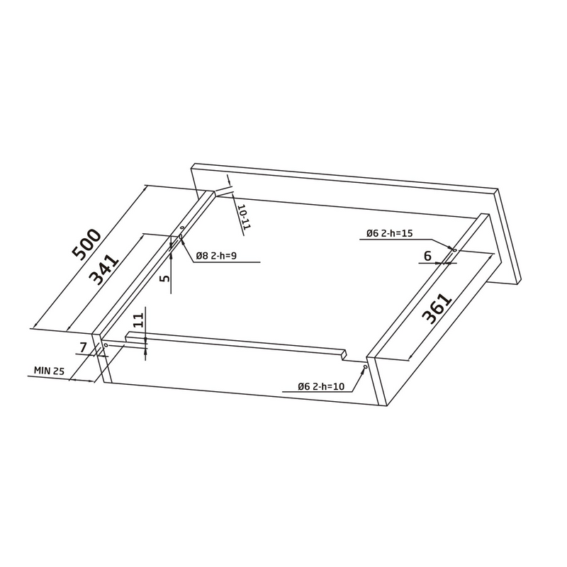 2 hidden 500mm drawer guides with 4.5mm soft closing adjustment and loads of 25kg per pair