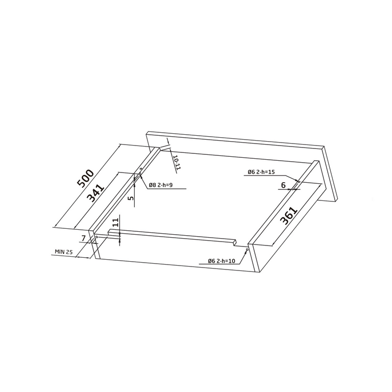 2 hidden 500mm drawer guides with soft closing clips fixation and loads of 25kg per pair