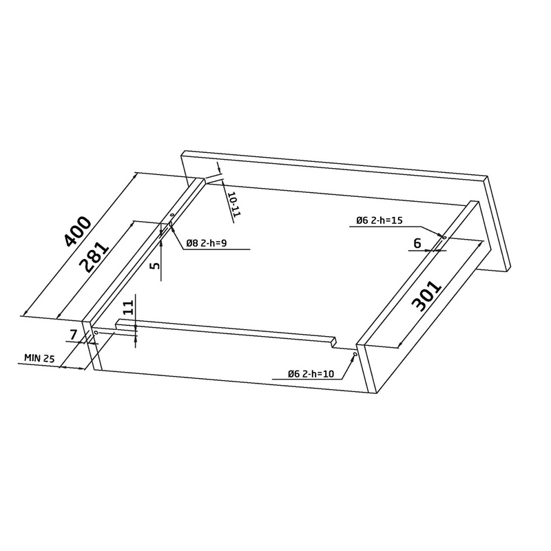 2 hidden 400mm drawer guides with 4.5mm soft closing adjustment and loads of 25kg per pair