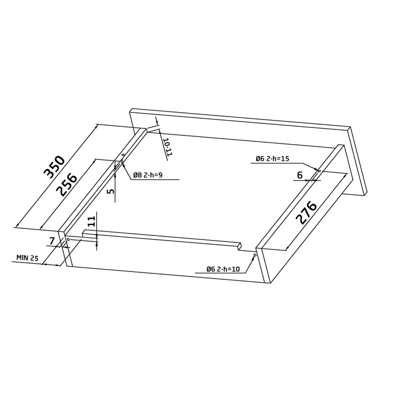 2 hidden 350mm drawer guides with 4.5mm soft closing adjustment and loads of 25kg per pair