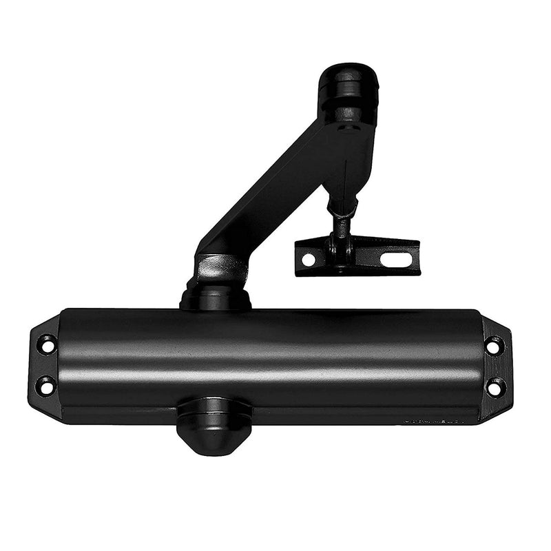 DC120 black door closer with articulated arm with 3 speed regulation valves