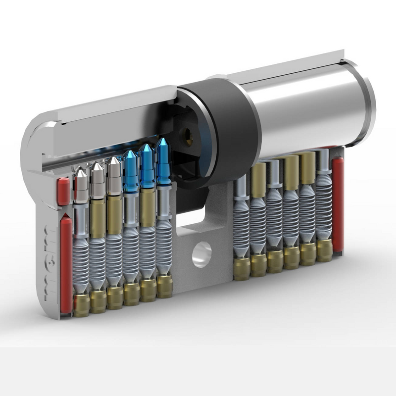 Cilindro BPS de MCM de seguridad 30x30 antibumping niquelado con llave de puntos