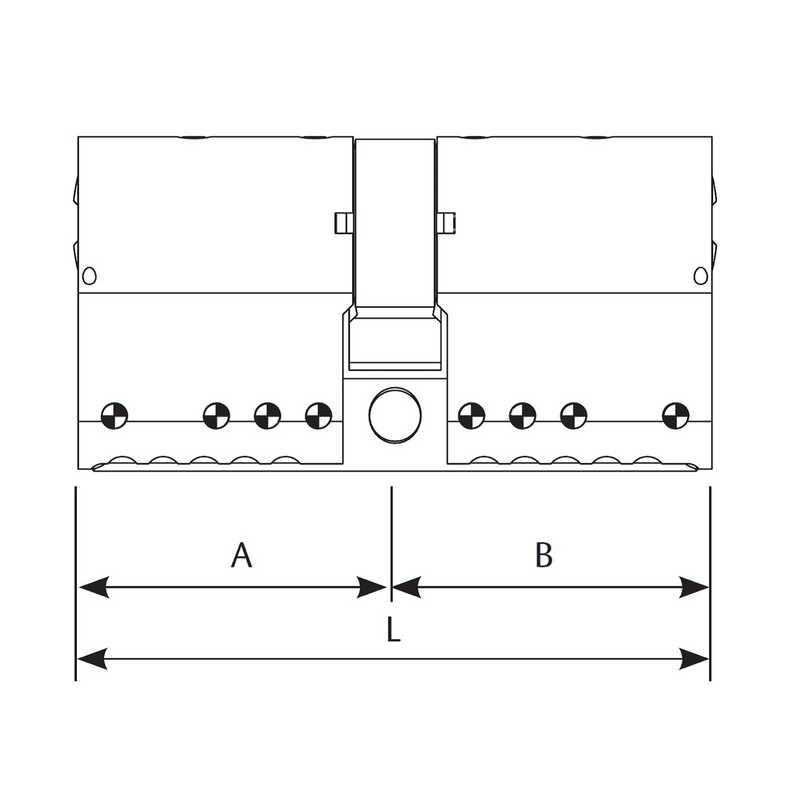 HSK Yale cylinder 30x30 maximum security with brass-plated point key 