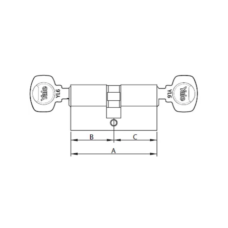 YL6 Yale 30x50 security cylinder with point key nickel-plated finish 