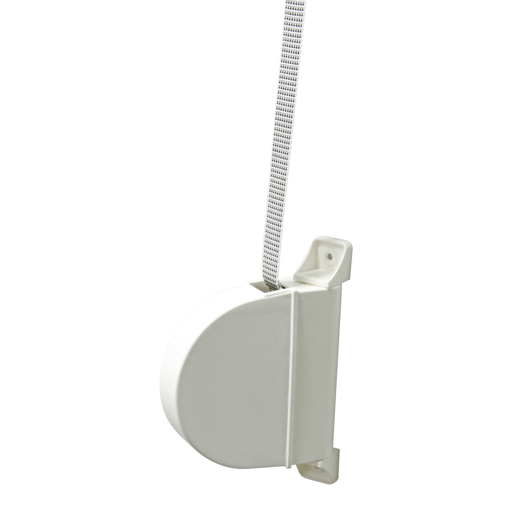 Recogedor de metal para persiana con frontal de plástico en color blanco