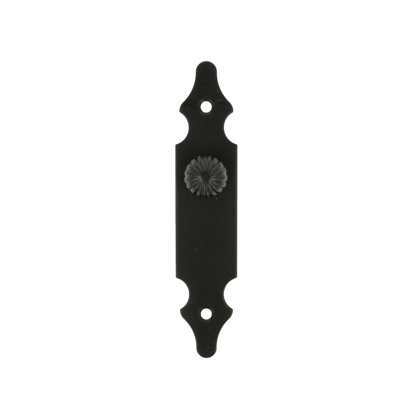 Handle with rustic style plate in black finish 140x30mm