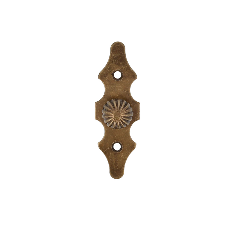 Handle with rustic style plate in 92x30mm leather finish