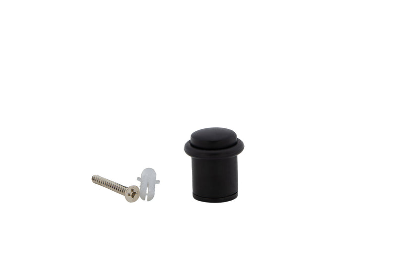 Tope de puerta cilíndrico negro con amortiguador de goma y 20mm de diámetro