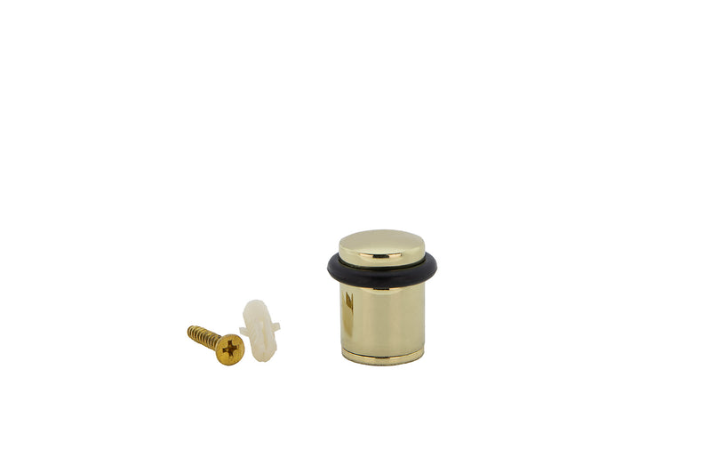 Tope de puerta cilíndrico dorado con amortiguador de goma y 20mm de diámetro