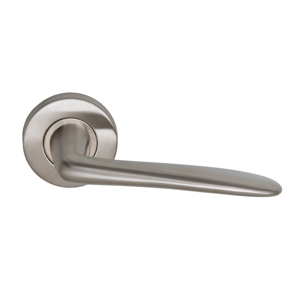 Stainless steel model '1006' handle with round rosette for doors 