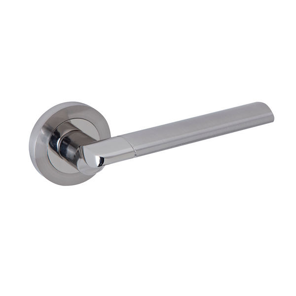 Handle model '240A' with Round Rosette combined nickel finish for doors 