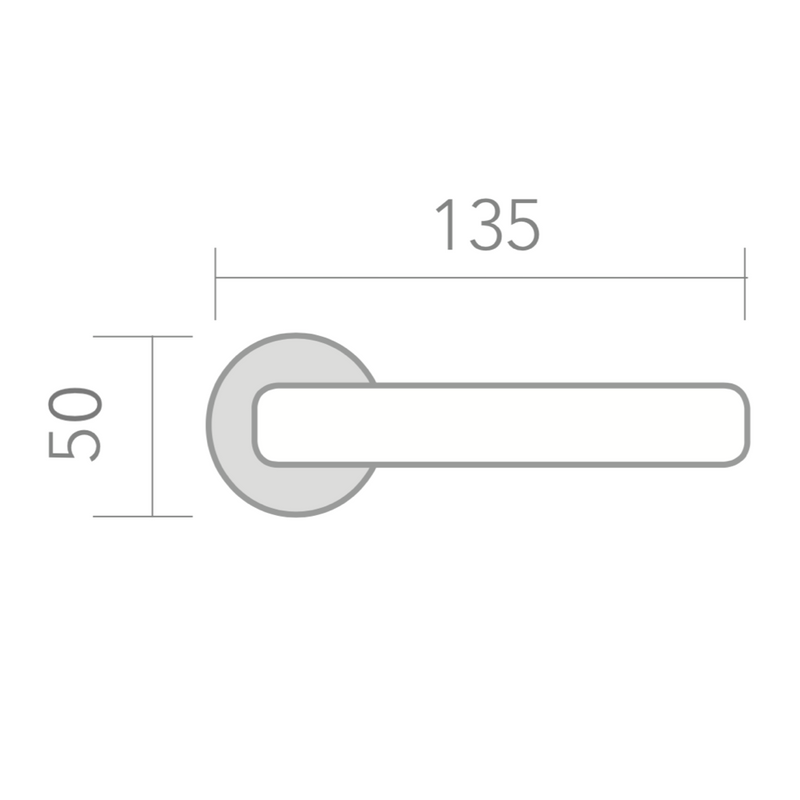 Brass model '201' handle with Round Rosette in satin nickel finish for doors 