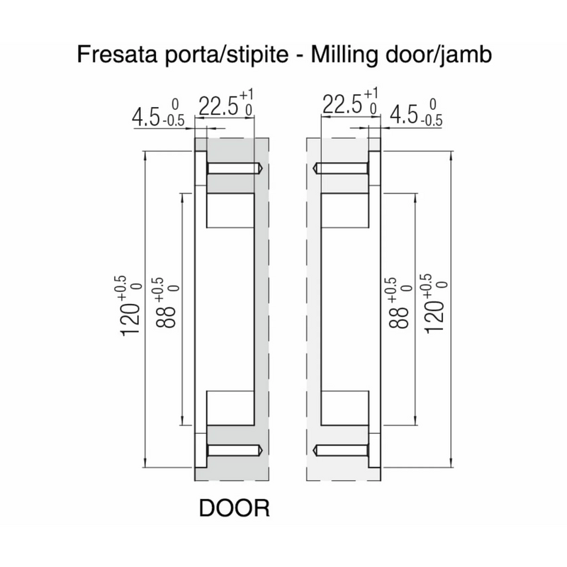 Concealed hinge K7000 satin chrome for flush doors up to 50kg