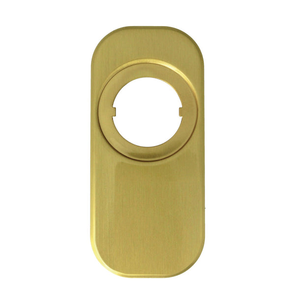 Embellecedor dorado de latón 165x75mm para escudos de seguridad