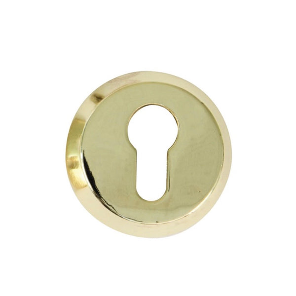 Escudo de seguridad dorado con bombín abierto para puertas de mayor grosor de 40mm