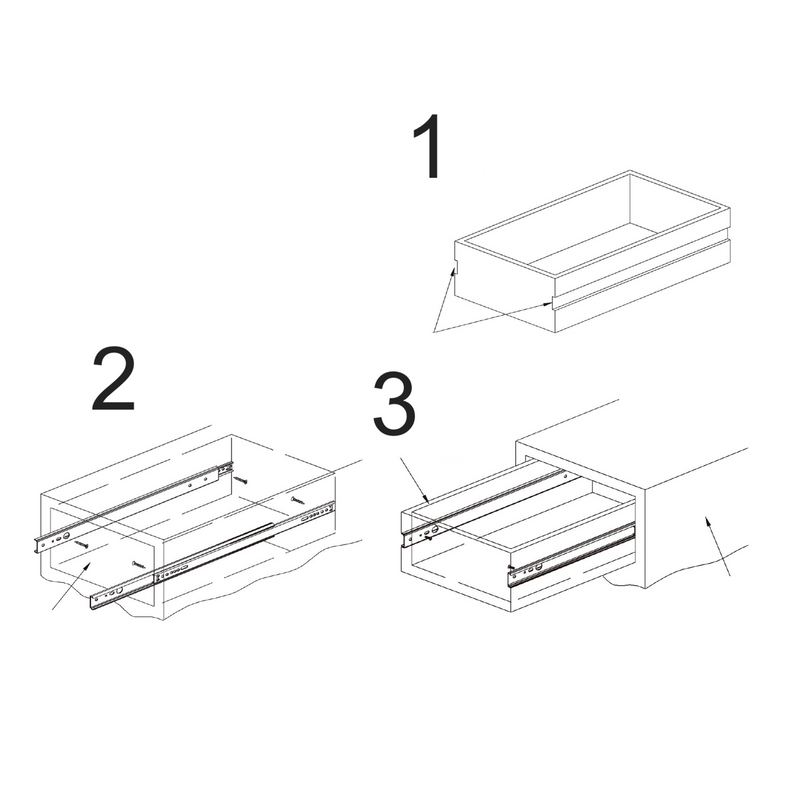 2 metal sliding guides of 500x45mm total extraction with bearings