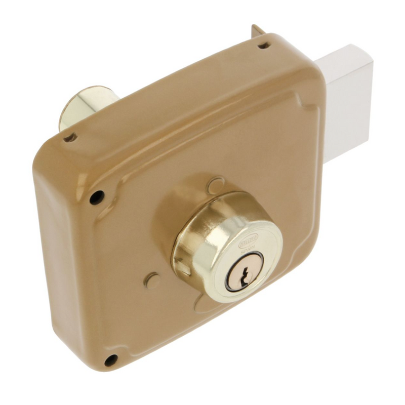 100mm wide gold finish overlay lock with cylinder and serreta key for doors