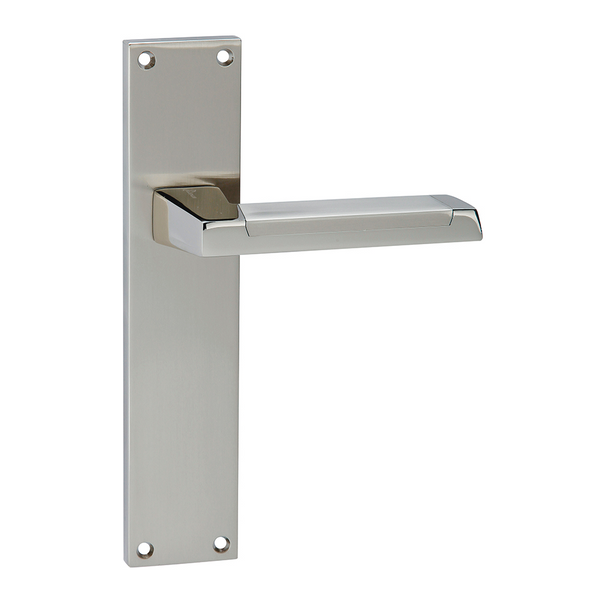 Manilla con placa rectangular de zamak acabado bicolor para puertas modelo 620