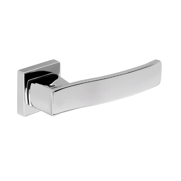 Roseta quadrada em acabamento cromado brilhante modelo Wave 720 para portas 