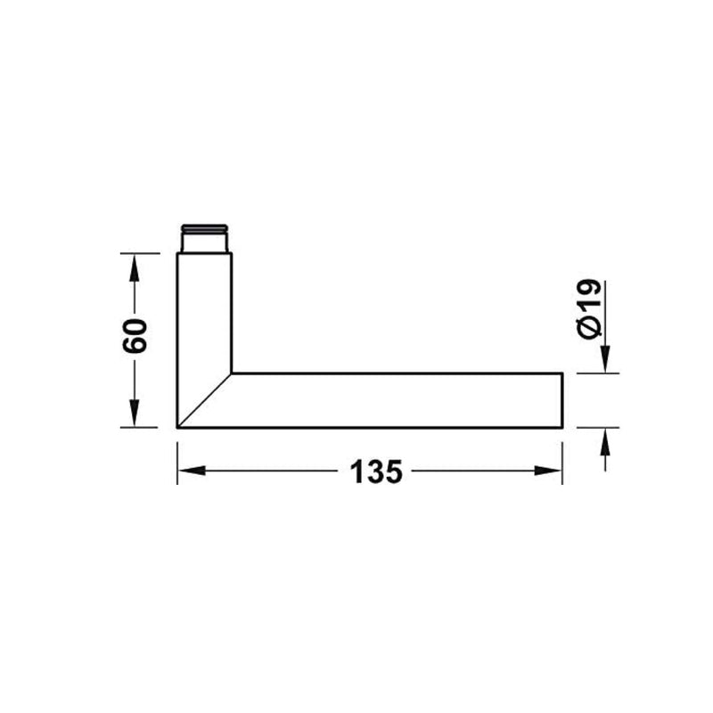 Stainless steel L-handle without rose for glass lock