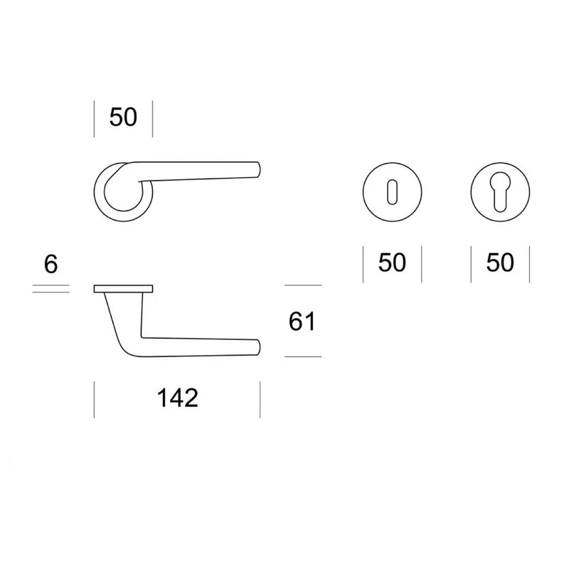 Lift model design handle with round rosette in satin chrome finish