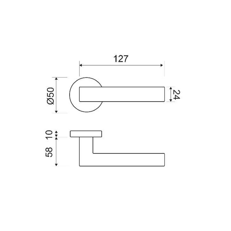 Manivela Eva negra de zamak con roseta redonda modelo 1209 para puertas