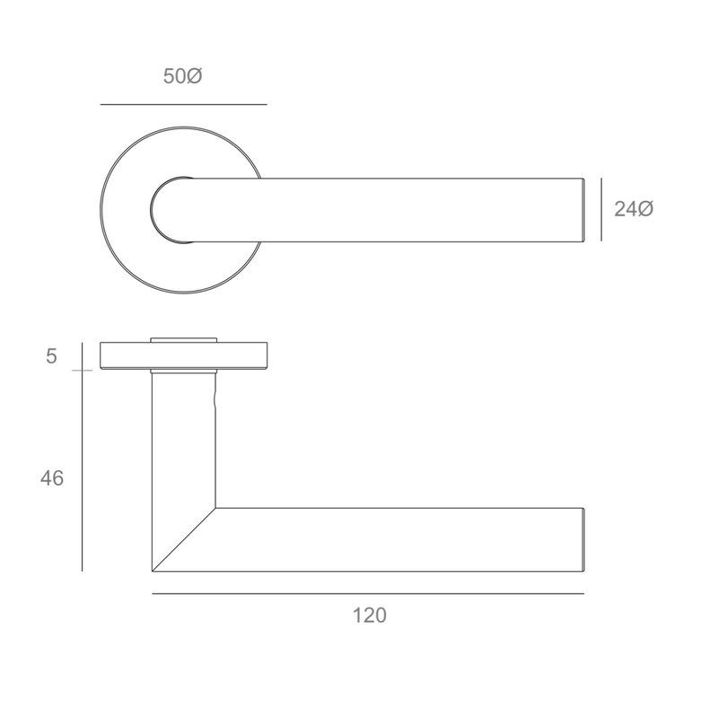 Manivela negra de aluminio con roseta redonda modelo 1320 para puertas