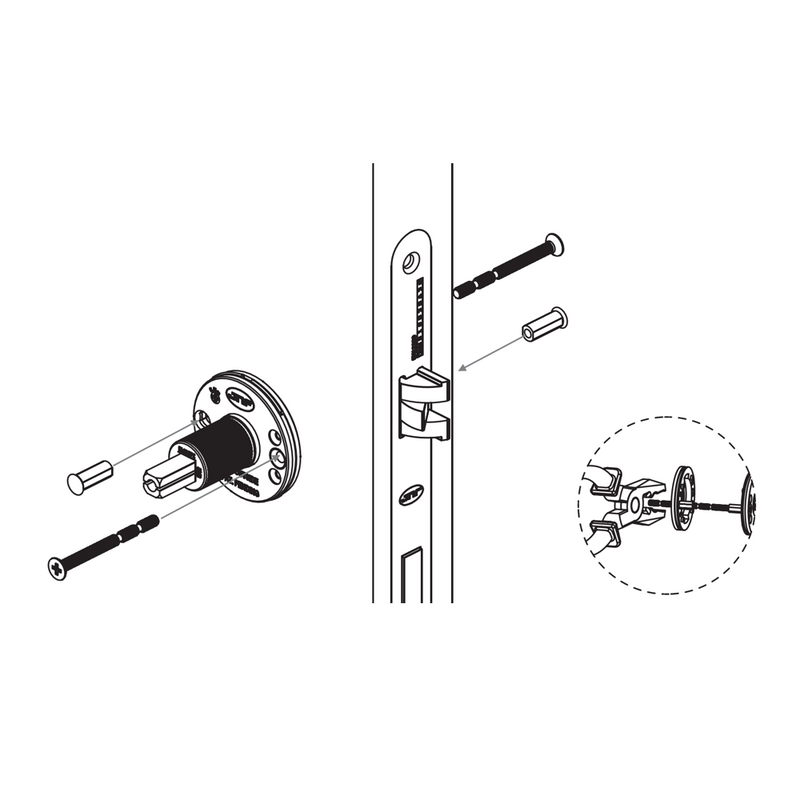 Outline Line aluminum handle with round rosette in satin and black