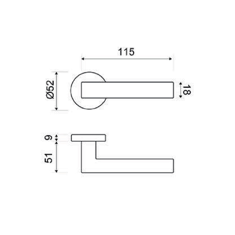 Aluminum rental handle with round rosette in white finish for doors