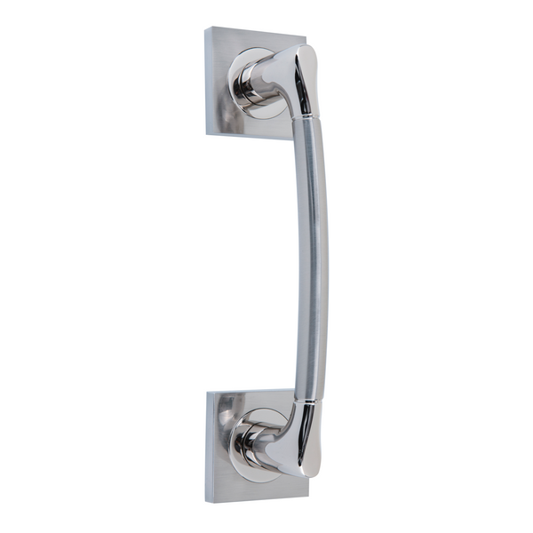 Zamak model 434 handle with square rosette in two-tone finish for doors 