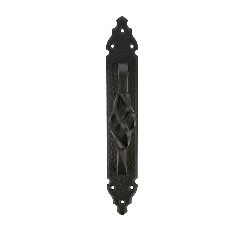 280x45mm rustic black pull handle with hammered plate and spiral handle for doors