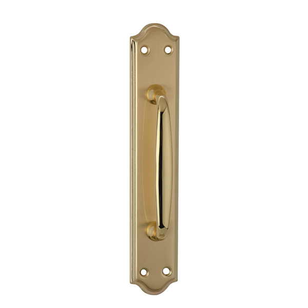 Handle with oval plate in satin gold finish model 1104 for doors 