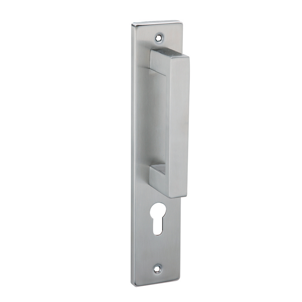 Handle with rectangular plate and offset handle with keyhole model 8004G 