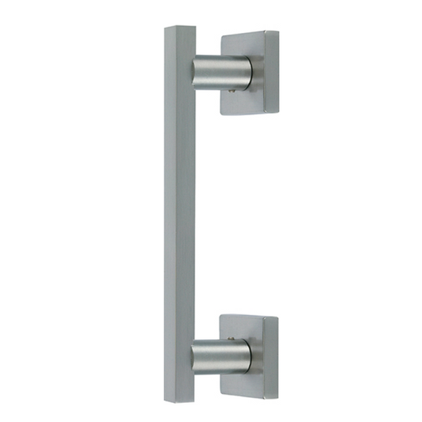 Brass handle with square rosette satin nickel finish model 8004 