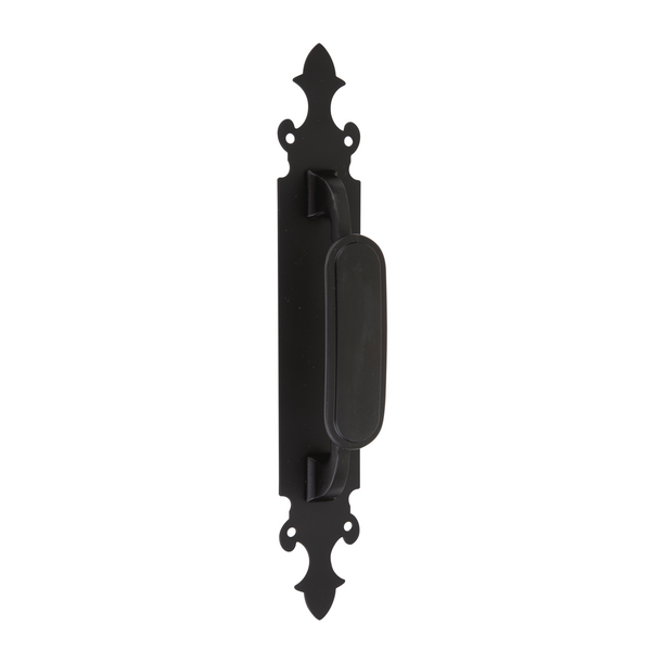 Handle model 203 with curved plate in black finish for doors 