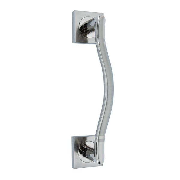 Zamak handle with square rosette in combined nickel finish model 234 