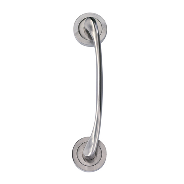 Aluminum handle model 554 with round rosette satin nickel finish for doors 