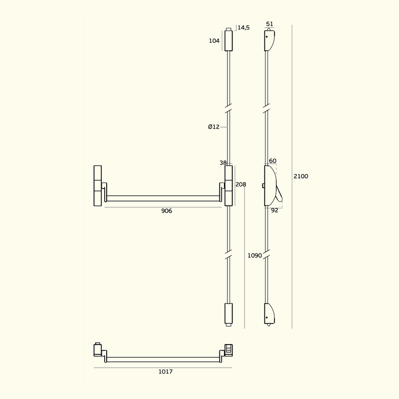 Cerradura antipánico de sobreponer JNF reversible inoxidable de dos puntos para puertas pasivas