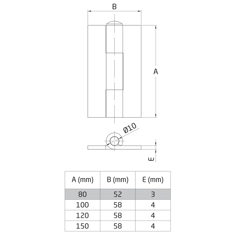 Zinc-plated steel hinge, removable book design for metal carpentry of various sizes