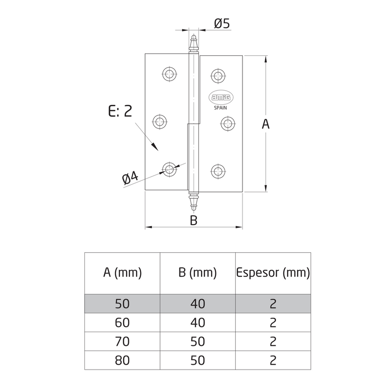 Removable book hinge with straight edge brass finish, gloss chrome finish