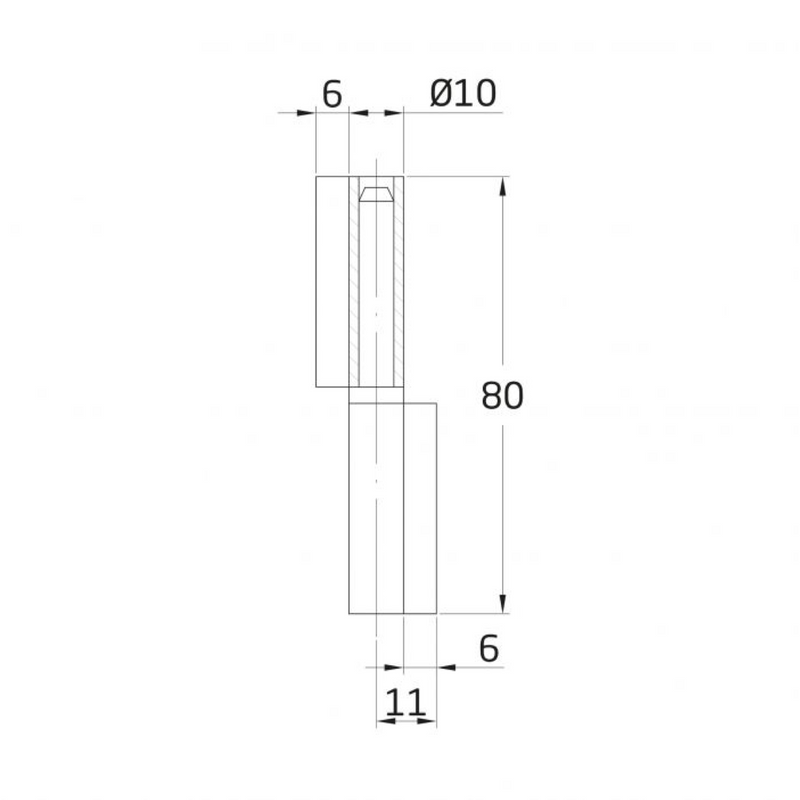 Pernio de acero pala estrecha de 80x22mm para puertas metálicas
