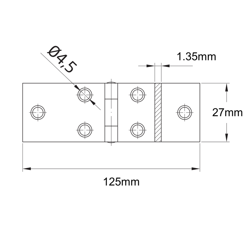 Branch hinge with elongated steel base in zinc-plated finish for furniture