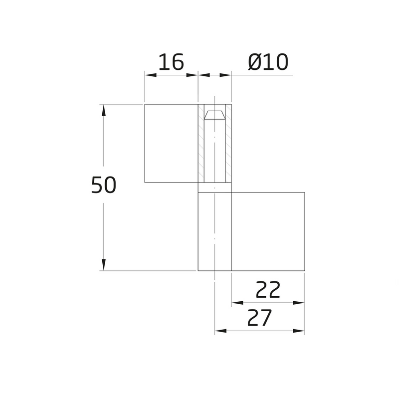 Pernio de acero pala ancha de 50x48mm para puertas metálicas