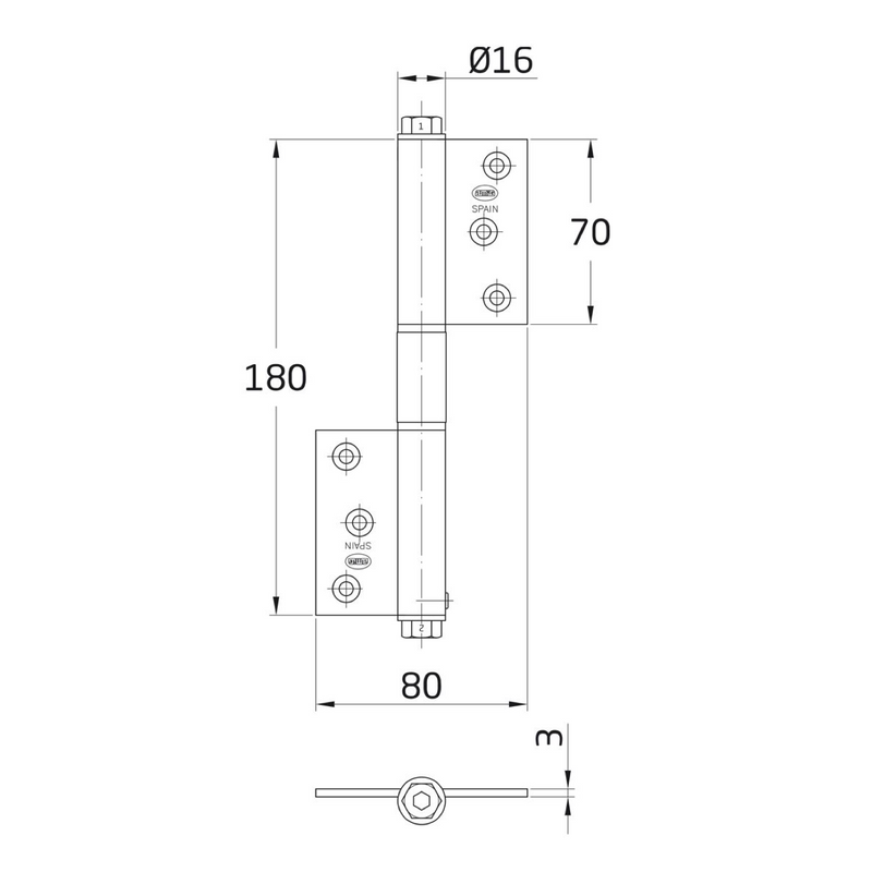 Stainless steel square edge door closer spring hinge for doors 40kg